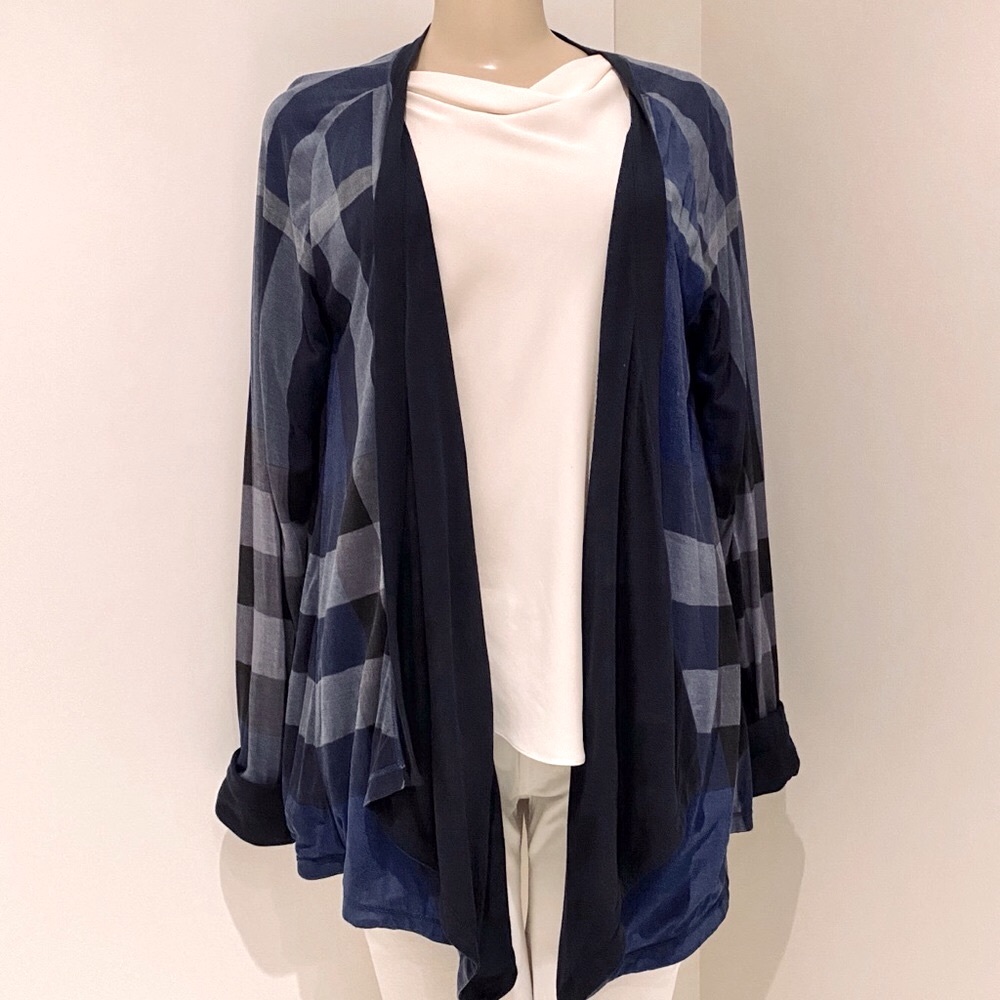 BURBERRY BRIT DRAPE FRONT REVERSIBLE CARDIGAN